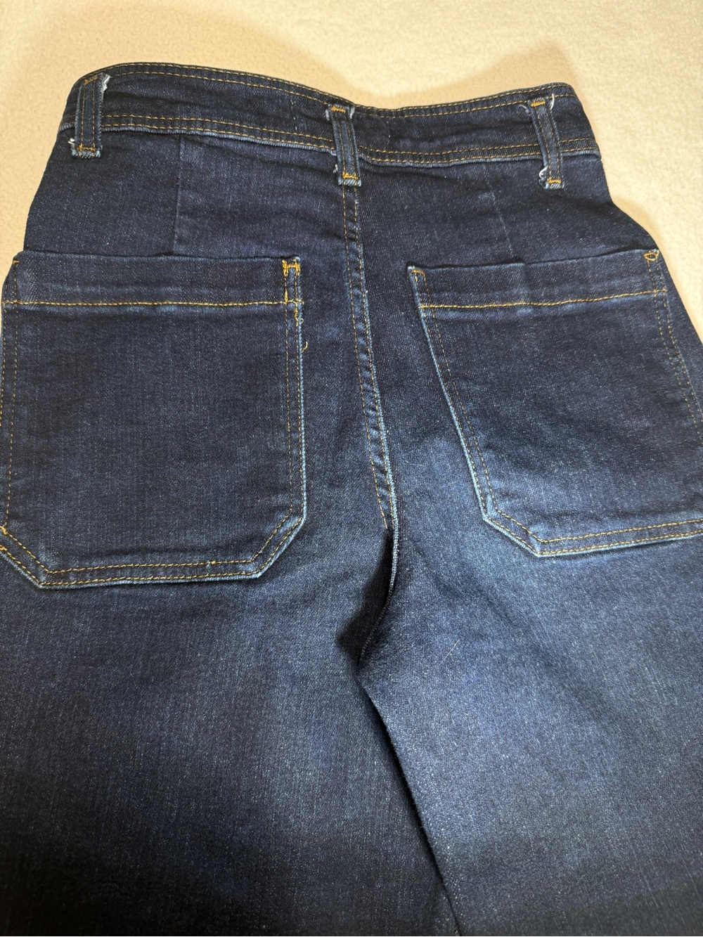 Zara High-Waist Wide Leg Dark Wash Frayed Hem Jeans Size 2 #2543 - Picture 5 of 9